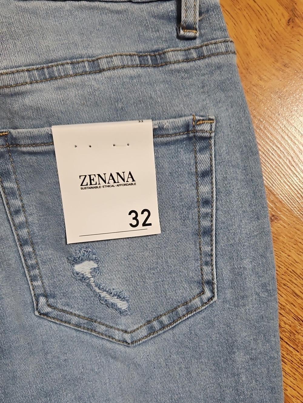 Zenana Outfitters Light Wash Flare Jeans with Frayed Hem - Picture 3 of 4